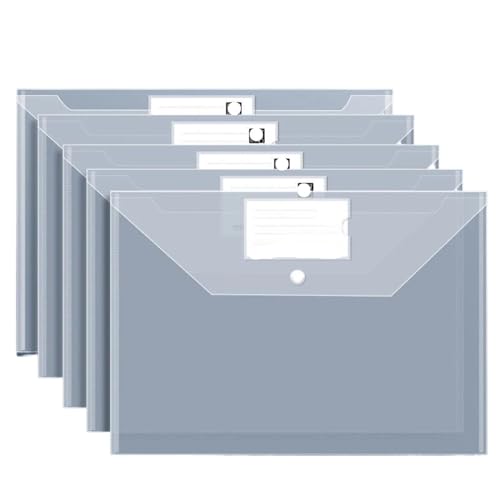 20 Stück Kunststoffordner for Dokumente, Umschläge im A4-Format mit Druckknopfverschluss, durchsichtige Aktentaschen for das Schulbüro FüR Organisieren(White Thick) von ANQKYO
