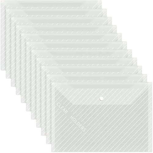 20 Stück Kunststoffordner for Dokumente, Umschläge im A4-Format mit Druckknopfverschluss, durchsichtige Aktentaschen for das Schulbüro FüR Organisieren(White Twill) von ANQKYO