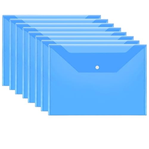 20 Stück Kunststoffumschläge, transparente, wiederverwendbare, wasserdichte Ordner mit Knöpfen FüR Organisieren(Blue) von ANQKYO