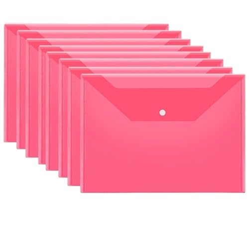 20 Stück Kunststoffumschläge, transparente, wiederverwendbare, wasserdichte Ordner mit Knöpfen FüR Organisieren(Pink) von ANQKYO
