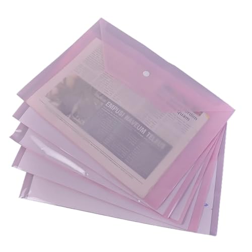 20 Stück Kunststoffumschläge, transparente, wiederverwendbare, wasserdichte Ordner mit Knöpfen FüR Organisieren(Pink) von ANQKYO