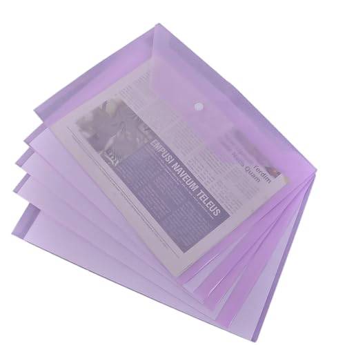20 Stück Kunststoffumschläge, transparente, wiederverwendbare, wasserdichte Ordner mit Knöpfen FüR Organisieren(Purple) von ANQKYO