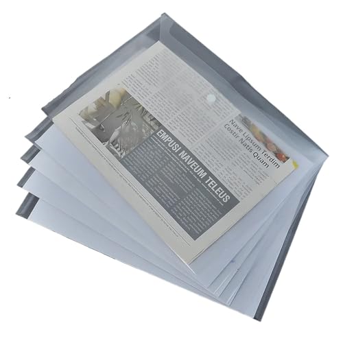20 Stück Kunststoffumschläge, transparente, wiederverwendbare, wasserdichte Ordner mit Knöpfen FüR Organisieren(White) von ANQKYO