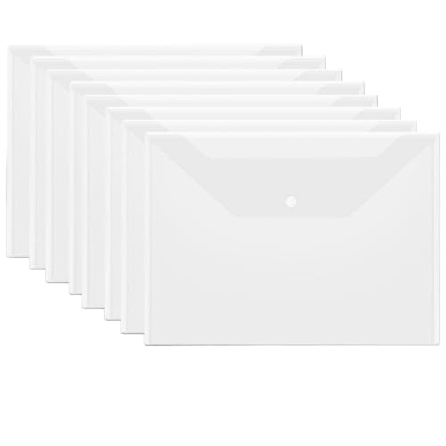 20 Stück Kunststoffumschläge, transparente, wiederverwendbare, wasserdichte Ordner mit Knöpfen FüR Organisieren(White) von ANQKYO