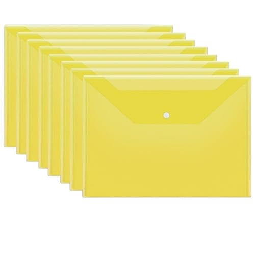20 Stück Kunststoffumschläge, transparente, wiederverwendbare, wasserdichte Ordner mit Knöpfen FüR Organisieren(Yellow) von ANQKYO