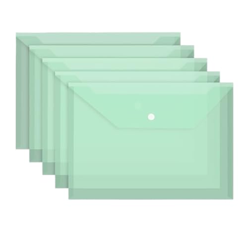 20 Stück Kunststoffumschläge, transparente, wiederverwendbare, wasserdichte Poly-Ordner mit Knöpfen FüR Organisieren(Green) von ANQKYO