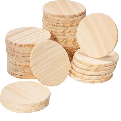 20 Stück unfertige Holzkreise, leere Holzscheiben for Bastelarbeiten, Malerei, Lasergravur, Untersetzer, Tischdekorationen FüR Diy Handwerk von ANQKYO