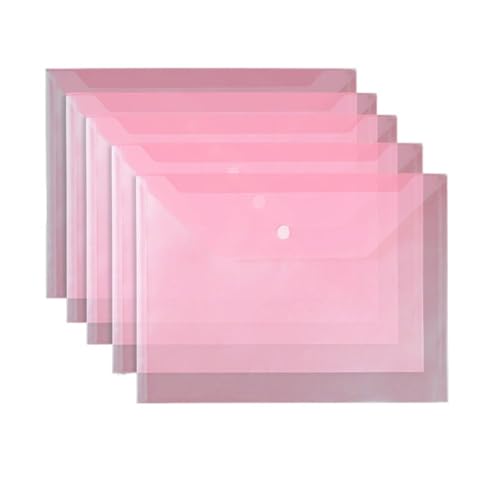 20 stücke Transparent Dokument Tasche A4 Taste Datei Student Test Papier Lagerung Daten Vertrag Ordner FüR Organisieren(Pink) von ANQKYO