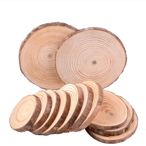 20PCS 7-8cm Holz Natürliche Kiefer Runde Unfinished Holz Scheiben Kreise Mit Baum Rinde FüR Diy Handwerk von ANQKYO