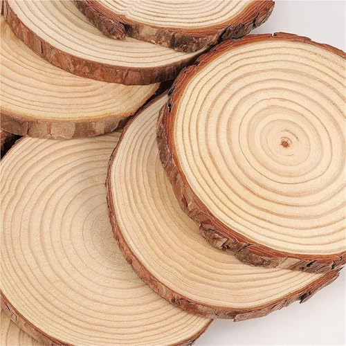 20PCS DIY Handwerk Unfinished Holz Kreise Natürliche Kiefer Runde Holz Scheiben Mit Baum Rinde Log Discs FüR Diy Handwerk von ANQKYO