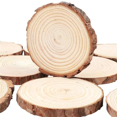 20PCS Unfinished Natürliche Holz Scheiben 3-20cm Dicken Handwerk Kit Kreise Handwerk Weihnachten Ornamente DIY Mit Rinde Für FüR Diy Handwerk(6-7cm) von ANQKYO