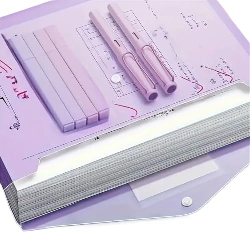 20Pcs A4 Dokument Ordner Datei Tasche Transparent Kunststoff Dicken Große Kapazität Daten Pack FüR Organisieren(PURPLE) von ANQKYO