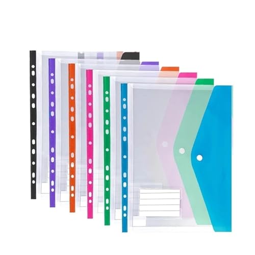 24 stücke A4 Transparent Binder Tasche Organizer Ordner 11 Löcher Mit Druckknopf Label for Schule Zu Hause Büro FüR Organisieren von ANQKYO