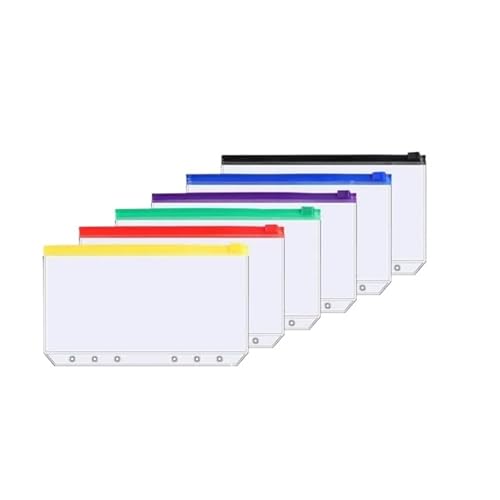 24 stücke Binder Taschen A6 6-Loch Zipper Wasserdichte PVC Bargeld Budget Umschläge Lose Blatt Tasche FüR Organisieren(Color 2) von ANQKYO