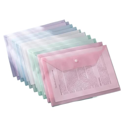 24 stücke Klar Weiß Kunststoff Ordner A4 Größe Artikel Mit Druckknopf Brief Schule Büro FüR Organisieren(Mix colors) von ANQKYO