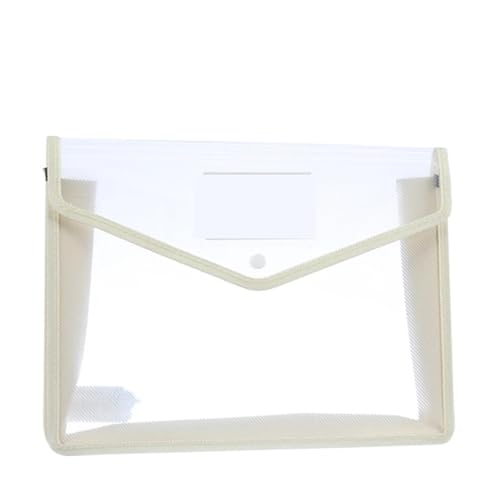2Pcs Transparent A4 Wasserdicht Datei Ordner Mit Druckknopf Kunststoff Dokument Tasche FüR Organisieren(Beige) von ANQKYO