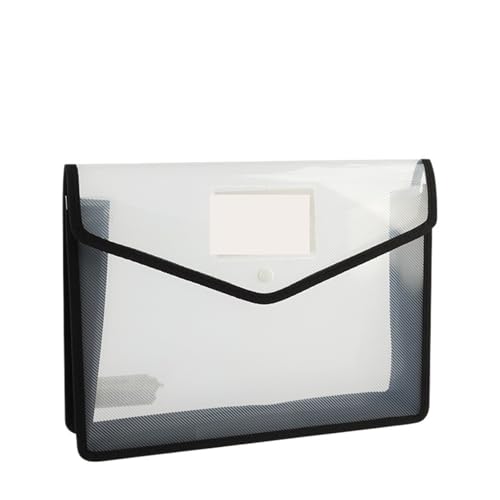 2Pcs Transparent A4 Wasserdicht Datei Ordner Mit Druckknopf Kunststoff Dokument Tasche FüR Organisieren(Black) von ANQKYO