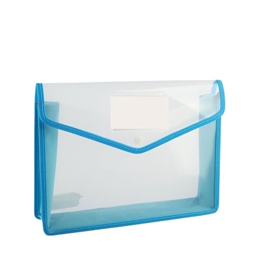 2Pcs Transparent A4 Wasserdicht Datei Ordner Mit Druckknopf Kunststoff Dokument Tasche FüR Organisieren(Blue) von ANQKYO