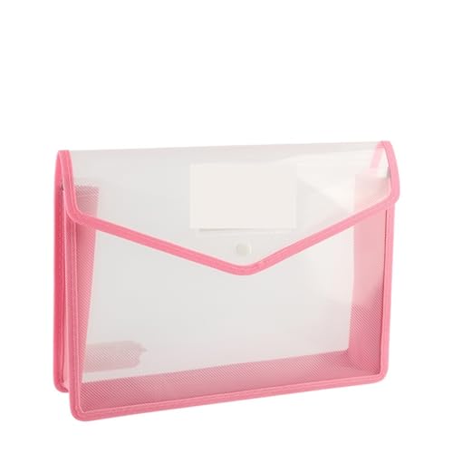 2Pcs Transparent A4 Wasserdicht Datei Ordner Mit Druckknopf Kunststoff Dokument Tasche FüR Organisieren(Pink) von ANQKYO