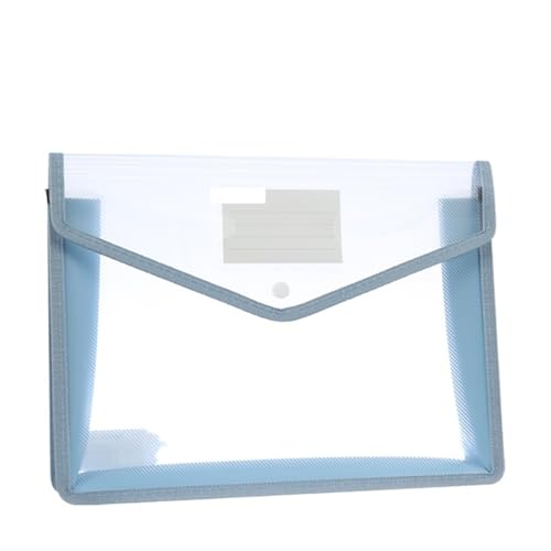 2Pcs Transparent A4 Wasserdicht Datei Ordner Mit Druckknopf Kunststoff Dokument Tasche FüR Organisieren(Sky blue) von ANQKYO
