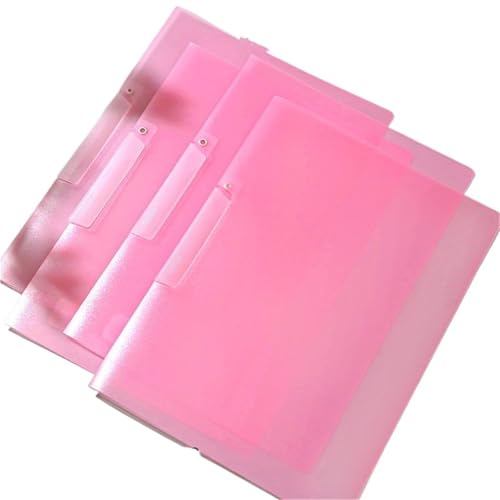 3 stücke Farbe Transparent Ordner Rotierenden Seite Öffnung Schnalle A4 Informationen Test Papier Lagerung FüR Organisieren(Pink) von ANQKYO