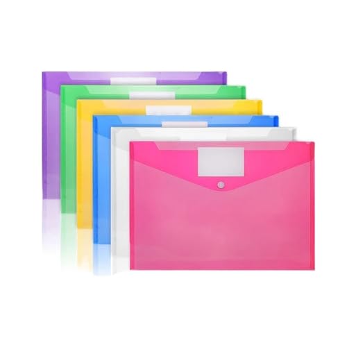 30 PCS Kunststoff Ordner for Dokument A4 Größe Umschläge Mit Snap Verschluss Klar Datei Taschen FüR Organisieren(Colourful) von ANQKYO