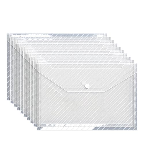 30 Pcs Datei Tasche Transparent Kunststoff Dokumente Einreichung Lagerung Student Organizer Informationen Tasche Ordner FüR Organisieren(White) von ANQKYO