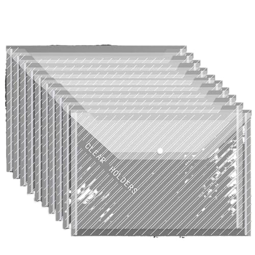 30 stücke A4 Transparent Druckknopf Stil Dokument Lagerung Tasche Täglichen Büro Datei Sortierung Organisation Ordner FüR Organisieren(White2) von ANQKYO