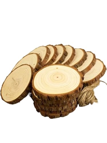 50 Stück unbehandelte Holzkreise mit vorgebohrtem Loch, natürliche Holzscheiben for rustikale Hochzeitsdekoration, DIY-Bastelarbeiten FüR Diy Handwerk von ANQKYO
