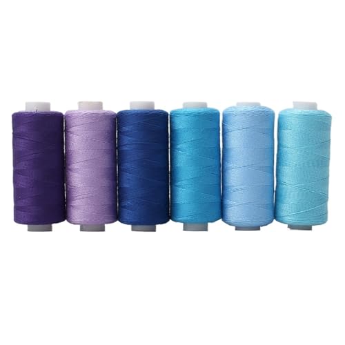 6 Stück Nähgarn aus Polyester in verschiedenen Farben, for Heimwerken und Sticken, Quilten, Basteln, Reisen FüR Basteln(Blue) von ANQKYO