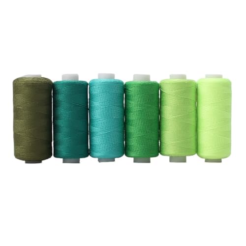 6 Stück Nähgarn aus Polyester in verschiedenen Farben, for Heimwerken und Sticken, Quilten, Basteln, Reisen FüR Basteln(Green) von ANQKYO