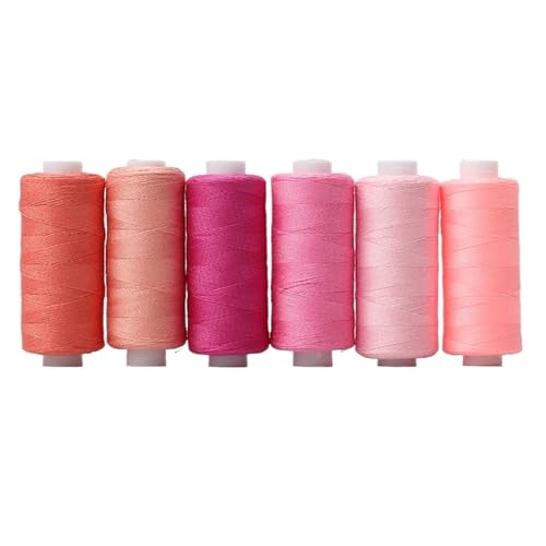 6 Stück Nähgarn aus Polyester in verschiedenen Farben, for Heimwerken und Sticken, Quilten, Basteln, Reisen FüR Basteln(Pink) von ANQKYO