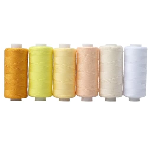 6 Stück Nähgarn aus Polyester in verschiedenen Farben, for Heimwerken und Sticken, Quilten, Basteln, Reisen FüR Basteln(Yellow) von ANQKYO