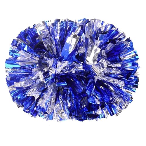 ANQKYO Cheerleader Pompons 10 Pcs Griff Sport Pompom Cheerleading Big Pom Club Dance Requisiten Jubeln Dekorateur Blume(Blue Mixed Silver,35CM) von ANQKYO