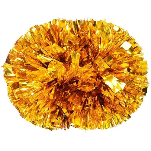 ANQKYO Cheerleader Pompons 10 Pcs Griff Sport Pompom Cheerleading Big Pom Club Dance Requisiten Jubeln Dekorateur Blume(Gold,30CM) von ANQKYO