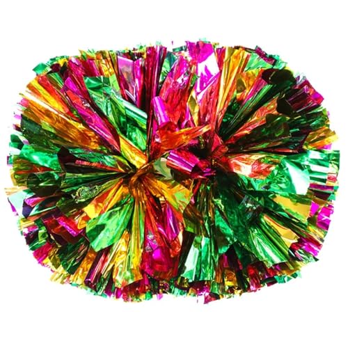 ANQKYO Cheerleader Pompons 10 Pcs Griff Sport Pompom Cheerleading Big Pom Club Dance Requisiten Jubeln Dekorateur Blume(Rose Gold Silver,38CM) von ANQKYO