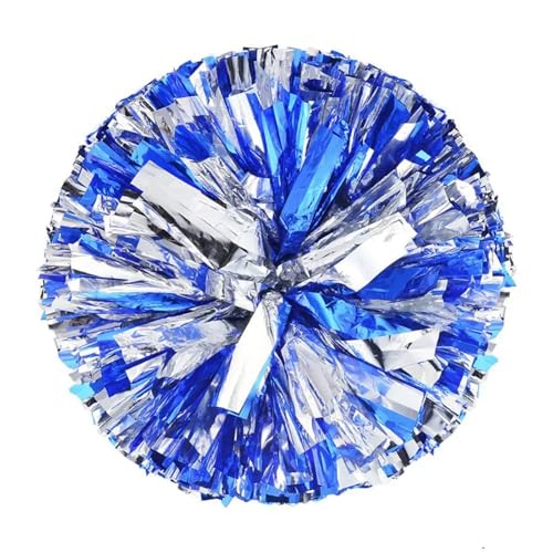 ANQKYO Cheerleader Pompons 10 Stück Cheerleader-Pompons, 31 cm, Cheerleading-Pompons, Griffstil, Teamsport-Pompom, Mädchenspiel, großes Spiel, Jubel-Handblume(Blue Silver) von ANQKYO