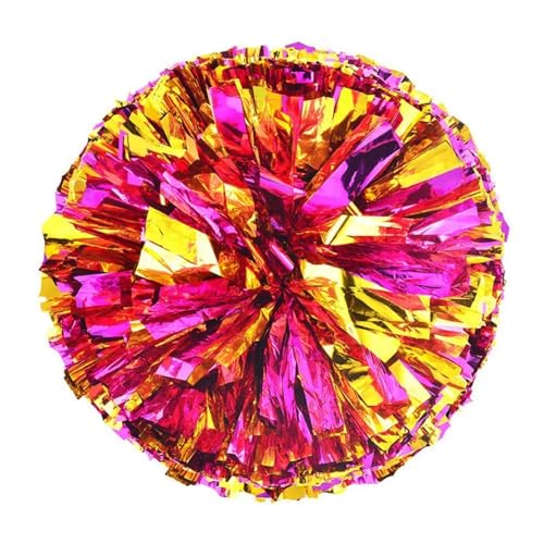 ANQKYO Cheerleader Pompons 10 Stück Cheerleader-Pompons, 31 cm, Cheerleading-Pompons, Griffstil, Teamsport-Pompom, Mädchenspiel, großes Spiel, Jubel-Handblume(Pink Gold) von ANQKYO