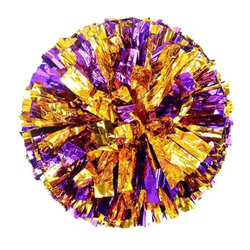 ANQKYO Cheerleader Pompons 10 Stück Cheerleader-Pompons, 31 cm, Cheerleading-Pompons, Griffstil, Teamsport-Pompom, Mädchenspiel, großes Spiel, Jubel-Handblume(Purple Gold) von ANQKYO