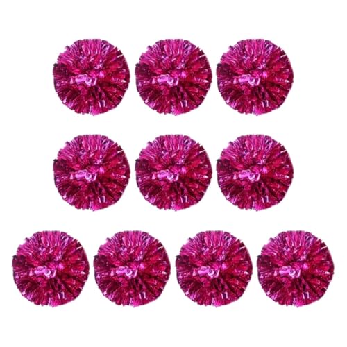 ANQKYO Cheerleader Pompons 10 Stück Cheerleader-Pompons mit Fingerring, Cheerleading-Zubehör, leichte Kunststoff-Teamsport-Ring-Pompons for Partys(Rose Red) von ANQKYO