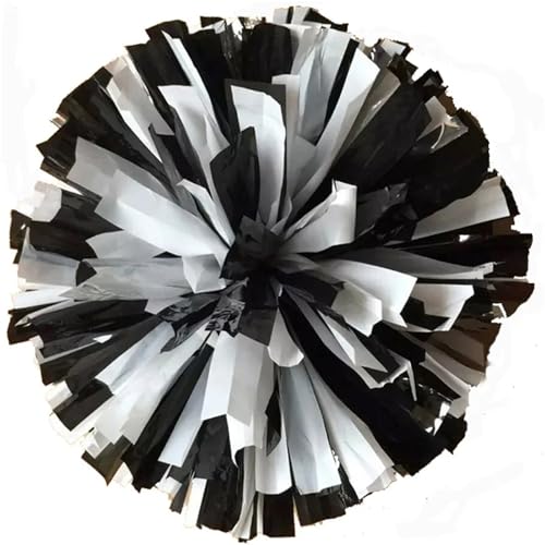 ANQKYO Cheerleader Pompons 4 Stück 32 cm Cheerleading-Pompons, Cheers-Pompons mit Griff, lichtecht, Cheerleading-Pompons(Black White) von ANQKYO