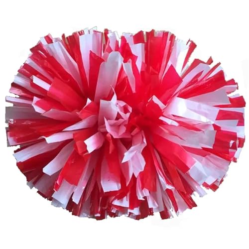 ANQKYO Cheerleader Pompons 4 Stück 32 cm Cheerleading-Pompons, Cheers-Pompons mit Griff, lichtecht, Cheerleading-Pompons(Red White) von ANQKYO