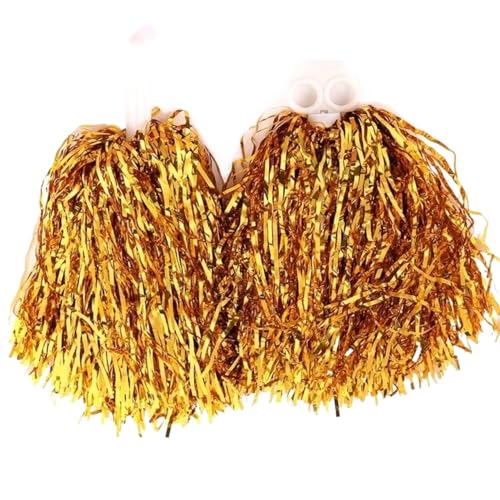 ANQKYO Cheerleader Pompons 4 Stück Cheerleading-Bälle for Cheerleading-Requisiten, Cheerleading, Tanzteams, Sportspiele, Wettbewerbe, mehrfarbige Auswahl(Gold) von ANQKYO
