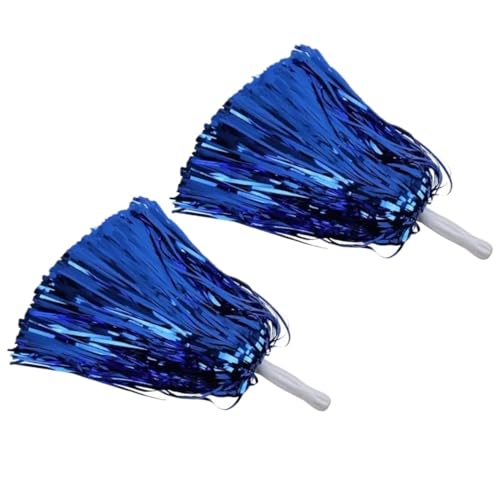 ANQKYO Cheerleader Pompons 4 Stück Cheerleading-Pompons mit Kunststoffgriff, Bunte Pom Poms aus Metallfolie for Cheerleader, temperamentvolle Sport- und Tanzaufmunterung(Blue) von ANQKYO