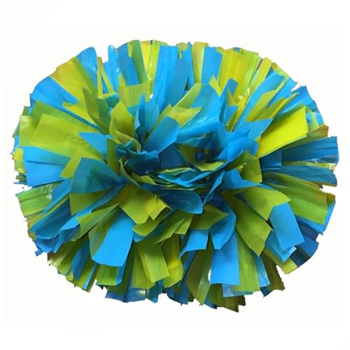 ANQKYO Cheerleader Pompons 4 Stück Cheerleading-Pompons mit Ringen am Griff, 32 cm, Cheerleader-Pompon, lichtecht(Blue Yellow) von ANQKYO