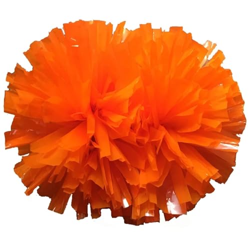 ANQKYO Cheerleader Pompons 4 Stück Cheerleading-Pompons mit Ringen am Griff, 32 cm, Cheerleader-Pompon, lichtecht(Orange) von ANQKYO