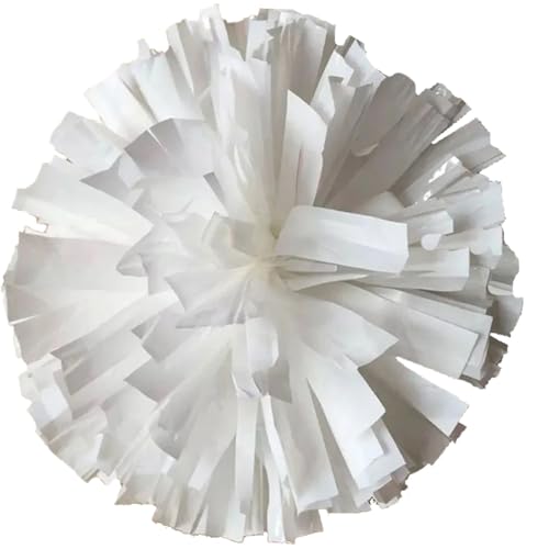 ANQKYO Cheerleader Pompons 4 Stück Cheerleading-Pompons mit Ringen am Griff, 32 cm, Cheerleader-Pompon, lichtecht(White) von ANQKYO