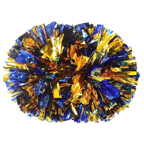 ANQKYO Cheerleader Pompons 4 stücke Cheerleading Pom Poms Mit Griff Jubeln Bälle Hand Dance Pompoms Zubehör(Blue Gold) von ANQKYO
