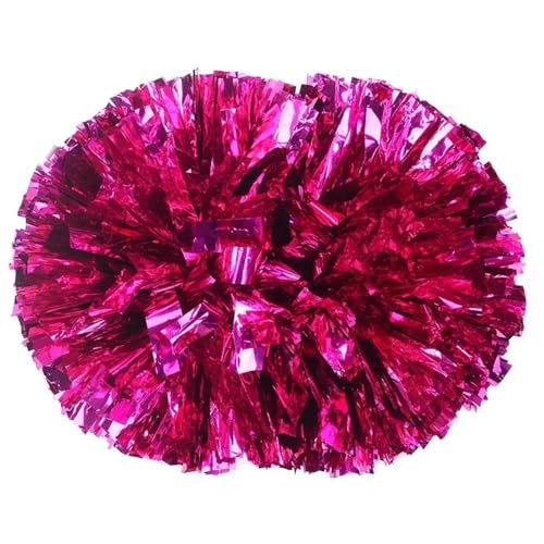 ANQKYO Cheerleader Pompons 4 stücke Cheerleading Pom Poms Mit Griff Jubeln Bälle Hand Dance Pompoms Zubehör(Rose Red) von ANQKYO