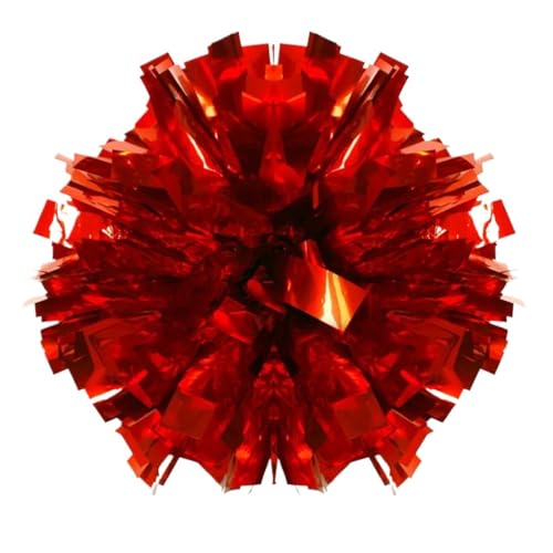 ANQKYO Cheerleader Pompons 4Pcs Cheerleading Pom Poms Mit Griff 32cm Komfortable Cheerleading Pom Poms(Red) von ANQKYO